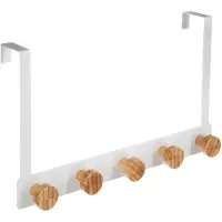 5 Five Patère à 5 têtes - 33 x 5 x 20 cm - Bambou - Blanc 33 cm