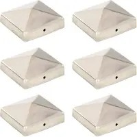 vidaXL Bouchons de poteau de clôture pyramidaux 6 pcs Inox 81x81 mm