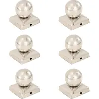 vidaXL Bouchons de poteau 6 pcs Globe final Acier inoxydable 71x71 mm