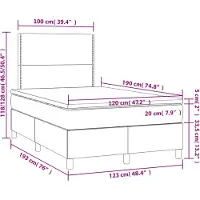 vidaXL Lit boxspring avec matelas noir 120x190 cm velours