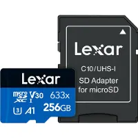 Lexar Carte mémoire 256GO High-Performance 633x microSDXC UHS-I - - Class 10 - V30 - A1