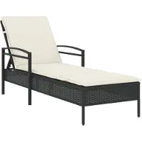 vidaXL Chaise longue avec support Noir 63x200x81 cm Poly rotin