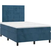 vidaXL Lit boxspring avec matelas bleu foncé 120x190 cm velours