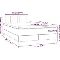 vidaXL Lit boxspring avec matelas gris clair 120x190 cm velours