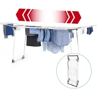 Easymaxx Support à linge extensible , 185-250 x 56 x 98 cm - blanc/gris. Support à linge XXL, séchoir à linge extensible, longueur 185 - 250 cm
