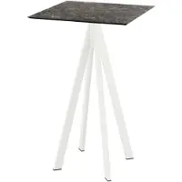 Essentials Table de bar Infinity, structure blanche + plateau HPL effet marbre Galaxy, 70 x 70 cm, 1 pièce