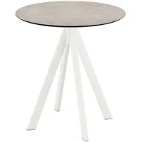 Essentials Infinity - Table de patio, structure blanche + plateau en stratifié haute pression Moonstone Ø70 cm, 1 pièce