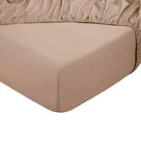 PHLOX Drap-housse - 100% Satin de Coton (300 TC) - Double 160x200 cm - Doux et respectueux de la peau - Elastique rond - Beige