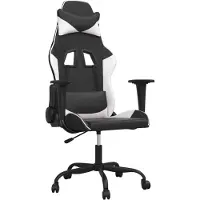 vidaXL Chaise de jeu avec fonction de massage Noir et blanc similicuir