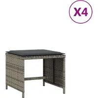 vidaXL Tabourets de jardin avec coussins lot de 4 gris résine tressée