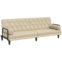 vidaXL Canapé-lit avec accoudoirs crème tissu