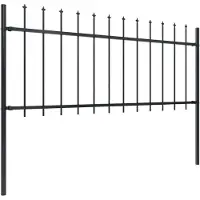 The Living Store Clôture de jardin avec pointes de lance Acier 6,8 x 0,8 m Noir