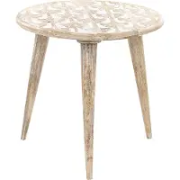 Beliani Lot de 2 tables d'appoint Table de nuit lumineuse en bois de manguier Fait main Effet shabby Style vintage Salon Chambre à coucher
