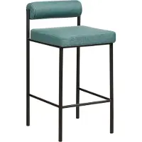 Beliani Ensemble de 2 tabourets de bar tapisserie polyester sarcelle pieds métal noir tabourets dossier à enroulement salle à manger moderne cuisine
