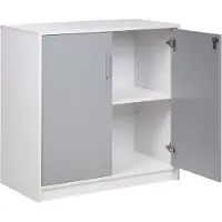 Beliani Petite Armoire À 2 Portes Gris Et Blanc 80 Cm Zehna