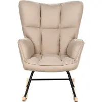 Beliani Fauteuil À Bascule Oulu Tissu Beige