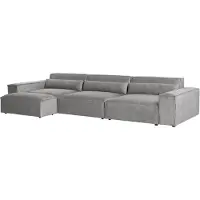 Beliani Canapé 3 Places Avec Ottoman En Tissu Gris Hellnar