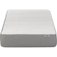 Beliani Matelas en mousse de latex blanc-gris 80 x 200 cm taille unique dur avec fermeture éclair housse amovible en polyester accessoires de chambre à coucher