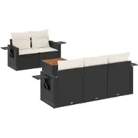 vidaXL Ensemble de salon de jardin 6 pièces avec coussins noir poly rotin