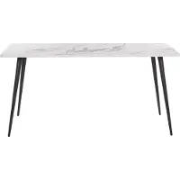 Beliani Table De Salle À Manger Effet Marbre Blanc 160 X 80 Cm Santiago