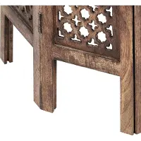 Beliani Table à tiroirs en bois de manguier foncé, plateau rond sculpté 53 x 53 cm Design traditionnel