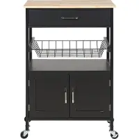 Beliani Chariot De Cuisine Bois Clair Et Noir Lugo