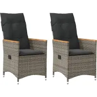vidaXL Fauteuil de jardin avec coussin 2 pcs. Réglable Gris Poly Rattan