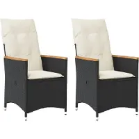 vidaXL Fauteuil de jardin avec coussin 2 pcs. Réglable Noir Poly Rattan
