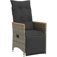 vidaXL Fauteuil de jardin Réglable avec coussin Gris Poly Rattan