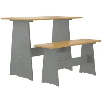 vidaXL Table de salle à manger avec banc REINE Marron miel et gris Pin massif