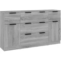 vidaXL Ensemble de 3 buffets Gris Sonoma Bois composite