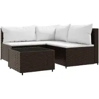 vidaXL Set de jardin Lounge avec coussins Poly rotin Poly rotin Ensemble de salon
