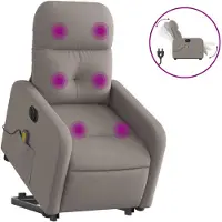 vidaXL Fauteuil de massage électrique avec releveur Taupe Tissu