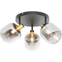 QAZQA Spot de plafond intelligent noir avec or et verre fumé, incl. 3 Wifi P45 - Zuzanna