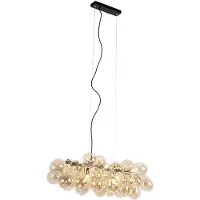 QAZQA Suspension intelligente noire avec verre ambre incluant 8 G9 Wifi - Uvas