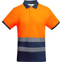 Roly HV9318 | Polo Atrio Shortsleeve Polo pour homme - Couleur : Navy Blue 55/Fluor Orange 223 - Taille : XL