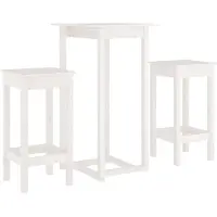 vidaXL Ensemble de bar 3 pièces blanc pin massif