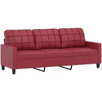 vidaXL Canapé à 3 places Rouge bordeaux 180 cm Similicuir