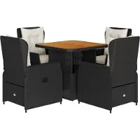 vidaXL Ensemble de jardin 5 pièces avec coussins Noir Poly Rattan
