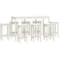 vidaXL Ensemble de bar 9 pièces blanc pin massif