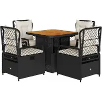 vidaXL Ensemble de jardin 5 pièces avec coussins Noir Poly Rattan
