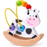 Bigjigs Vache à bascule en bois avec spirale à perles de Bigjigs