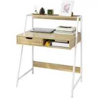 SoBuy FWT63-N Bureau avec étagère et compartiment Table d'ordinateur Table de travail Table de bureau avec tiroir Naturel LHT environ : 81x100x50cm