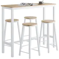 SoBuy - Table de bar avec 4 tabourets - OGT22-WN -Max. 150 kg - 120 x 40 x 100 cm - Blanc