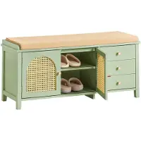 SoBuy Banc Rangement 3 Tiroirs Portes Grille avec Coussin
