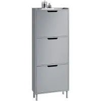 SoBuy Meuble à chaussures - 3 volets - 50 x 19 x 129 cm - Gris