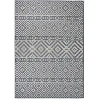 vidaXL Tapis à tissage plat d'extérieur 140x200 cm Rayures bleues