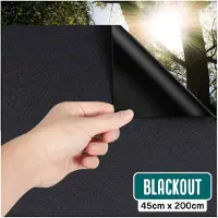Homewell Tissu occultant 45x200cm - Film occultant pour fenêtre - Anti-Incidence, Isolation et Protection Solaire - Réutilisable - Statique - Noir