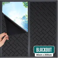 Homewell Toile d'occultation 90x200cm - Feuille d'occultation pour fenêtre - Anti-éblouissement, isolation et protection solaire - Réutilisable - Statique - Blocs/Noir