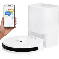 Auronic Robot Aspirateur - Avec fonction balayage - WiFi et App - Station de charge - Animaux domestiques - Robot balayeur - Navigation laser - Station de vidange automatique - Blanc